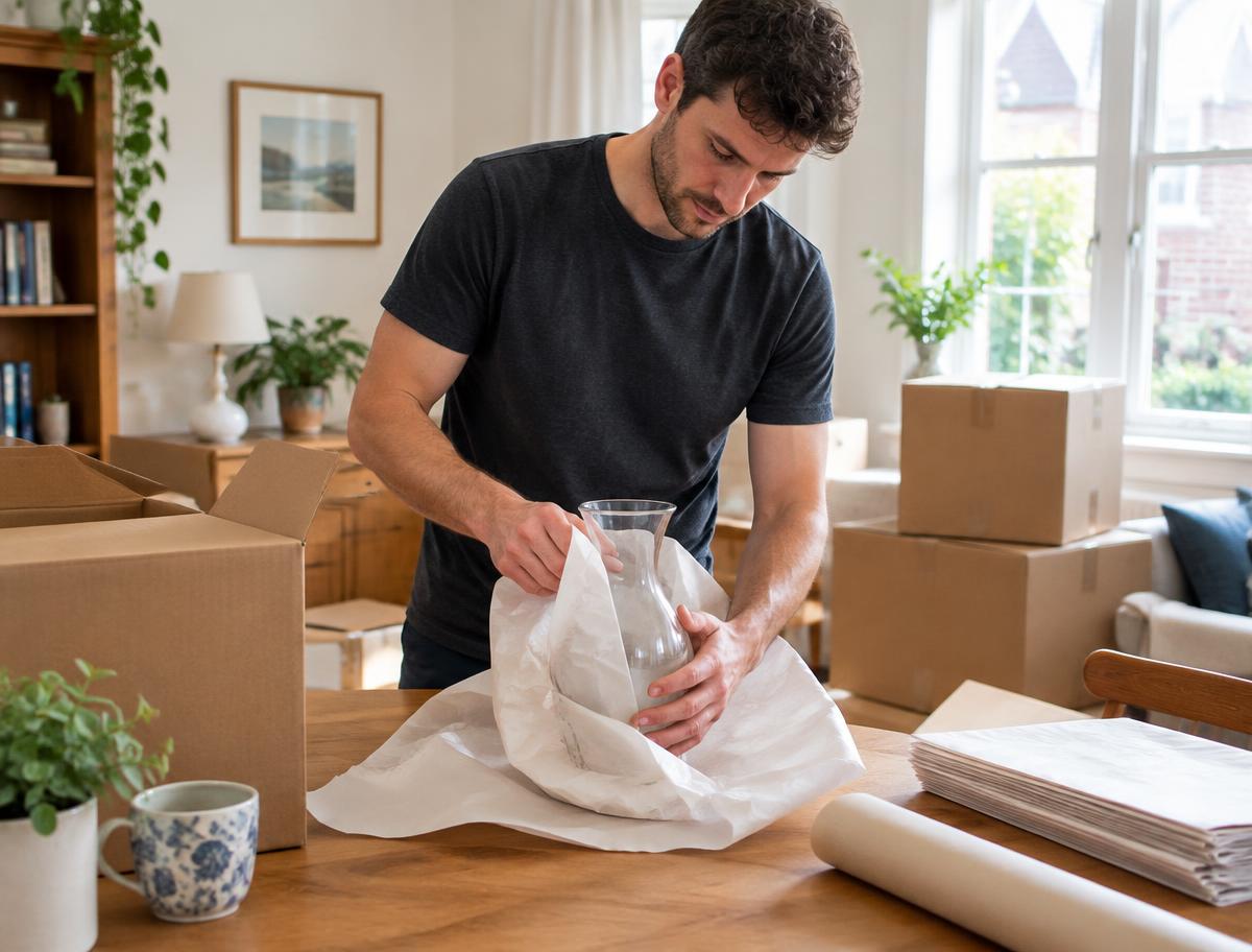 Boxes being carefully packed and labelled by a Valier packer